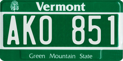 VT license plate AKO851