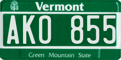 VT license plate AKO855