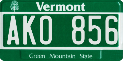 VT license plate AKO856