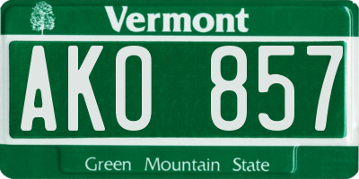 VT license plate AKO857