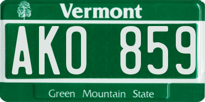 VT license plate AKO859