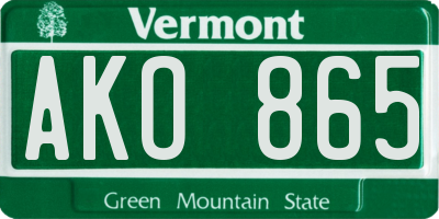 VT license plate AKO865