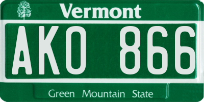 VT license plate AKO866