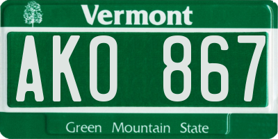 VT license plate AKO867