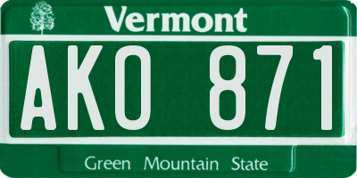 VT license plate AKO871