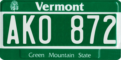 VT license plate AKO872