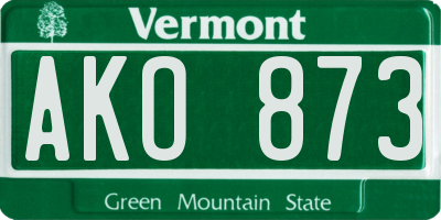 VT license plate AKO873