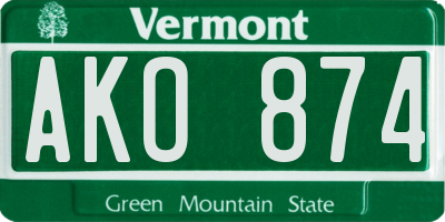 VT license plate AKO874