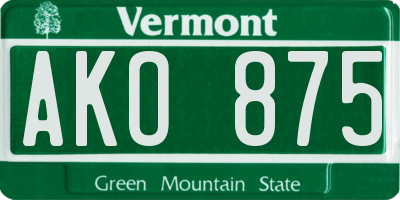 VT license plate AKO875