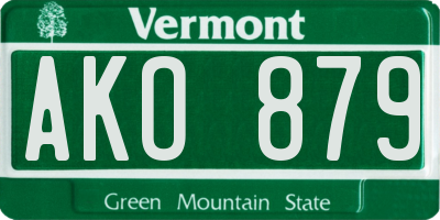 VT license plate AKO879