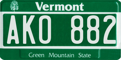 VT license plate AKO882