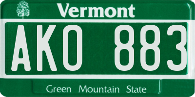 VT license plate AKO883