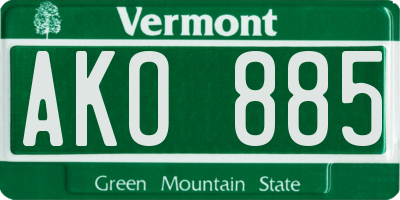 VT license plate AKO885