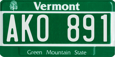VT license plate AKO891