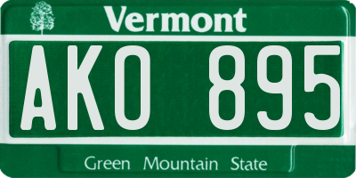 VT license plate AKO895