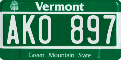 VT license plate AKO897