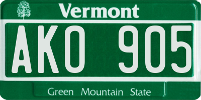 VT license plate AKO905