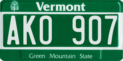 VT license plate AKO907