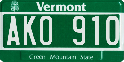 VT license plate AKO910
