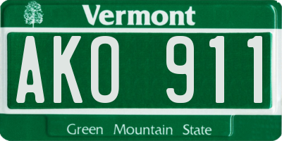 VT license plate AKO911