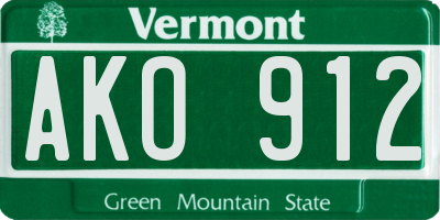 VT license plate AKO912