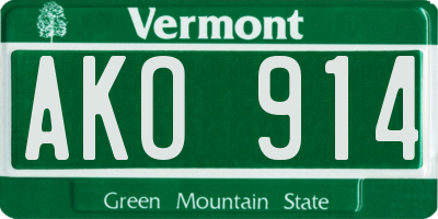 VT license plate AKO914
