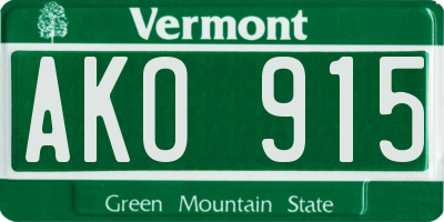 VT license plate AKO915