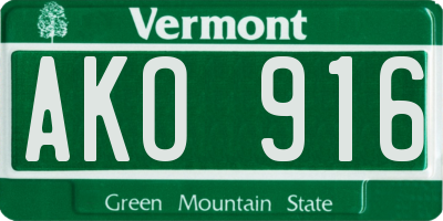 VT license plate AKO916