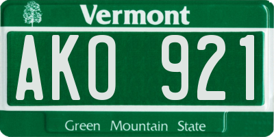 VT license plate AKO921