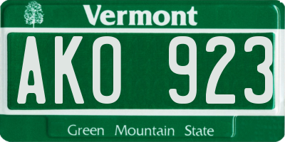 VT license plate AKO923