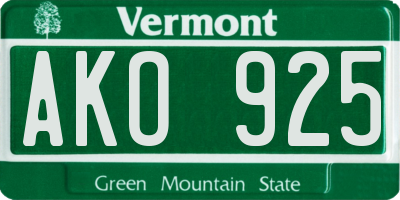 VT license plate AKO925