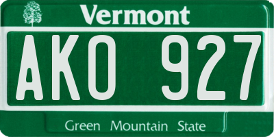 VT license plate AKO927
