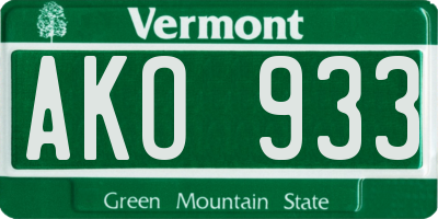 VT license plate AKO933