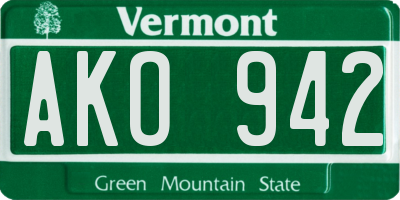 VT license plate AKO942