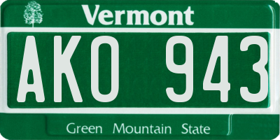 VT license plate AKO943