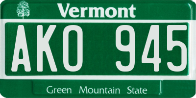 VT license plate AKO945