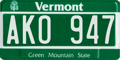 VT license plate AKO947