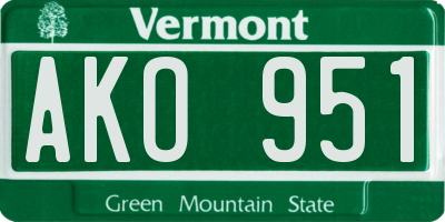VT license plate AKO951