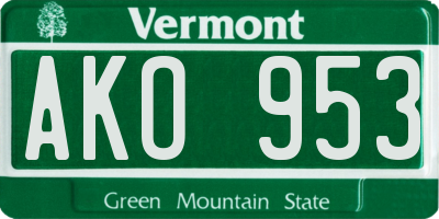VT license plate AKO953