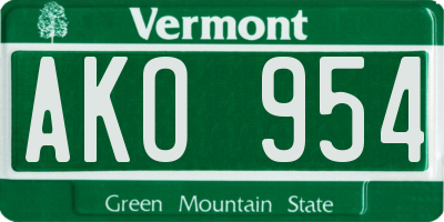 VT license plate AKO954