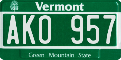 VT license plate AKO957