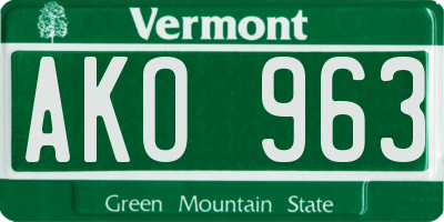 VT license plate AKO963