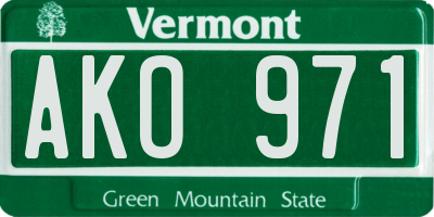 VT license plate AKO971