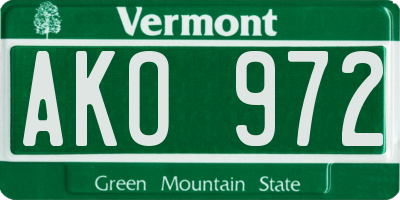 VT license plate AKO972
