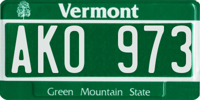 VT license plate AKO973