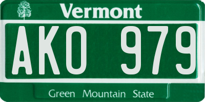 VT license plate AKO979