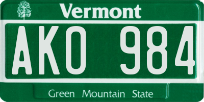 VT license plate AKO984