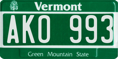 VT license plate AKO993