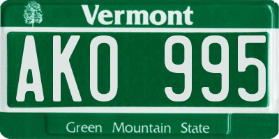 VT license plate AKO995