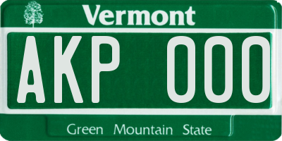 VT license plate AKP000